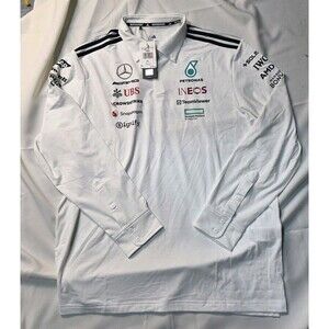 Adidas XL Mercedes AMG Petronas Formula 1 F1 Team Polo Long Sleeve Shirt JX0757